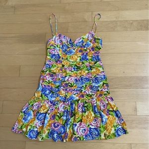 Zara Floral Rouched Dress - Size LARGE